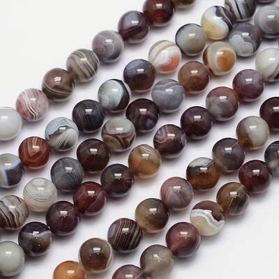 Round Natural Botswana Agate Bead Strands