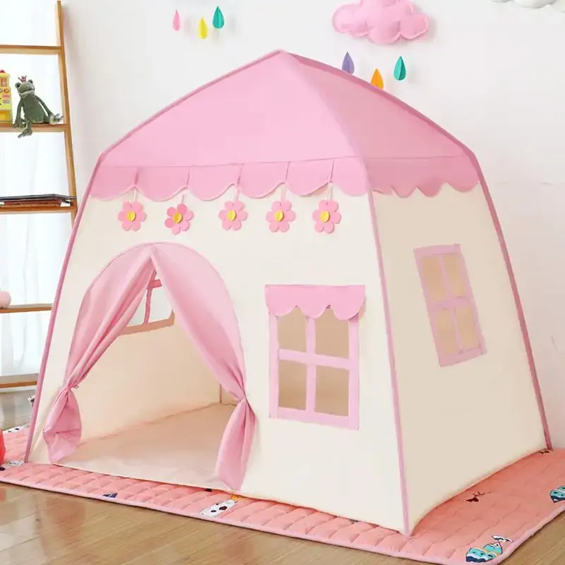 Flower Pattern Princess House Design Play Tent with Ball Decor, 1 Count Indoor Outdoor Family Game House, Outdoor Toy Tent,...