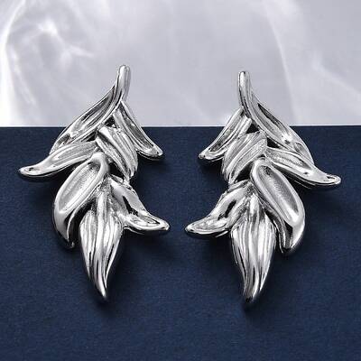 Leaf Brass Stud Earrings