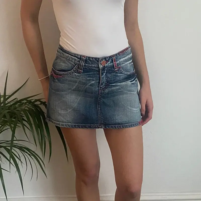Pikkanto Mini Denim Skirt - 29W UK 10 Blue Cotton