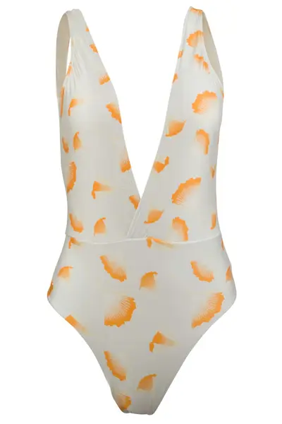 Jacky Deep Plunge One Piece Swimsuit - Ginkgo Ivory | Size: Small