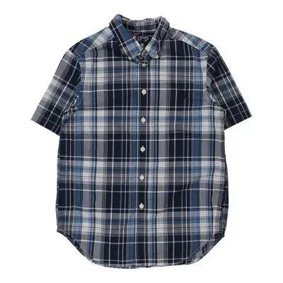 Age 8-10 Chaps Ralph Lauren Checked Short Sleeve Shirt - Medium Blue Cotton