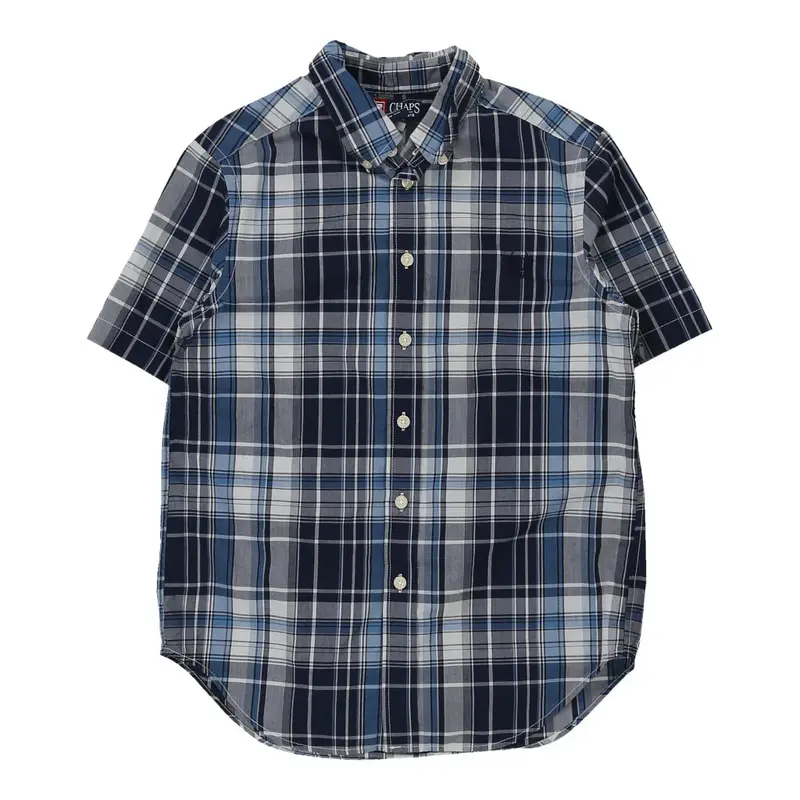 Age 8-10 Chaps Ralph Lauren Checked Short Sleeve Shirt - Medium Blue Cotton