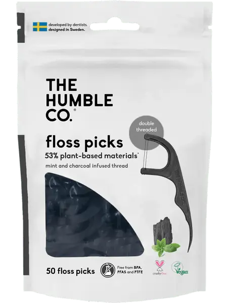 Plant-based Floss Picks - Charcoal (50 pcs)