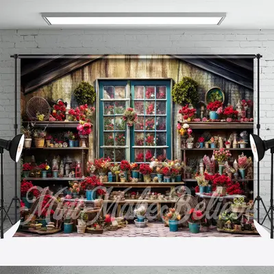 Romantic Flower Window House Photo Shoot Backdrop - Aperturee