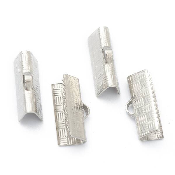 Non-Tarnish 304 Stainless Steel Ribbon Crimp Ends