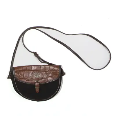 MONTIBELLI Leather Look Crossbody Bag Brown Womens