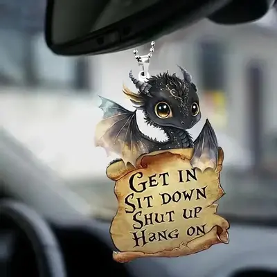 Dragon & Letter Pattern Car Hanging Decoration, Rear View Mirror Hanging Ornament, Car Interior Pendant, Car Decoration Acces...