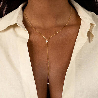 Stainless Steel Cable Chains Lariat Necklace