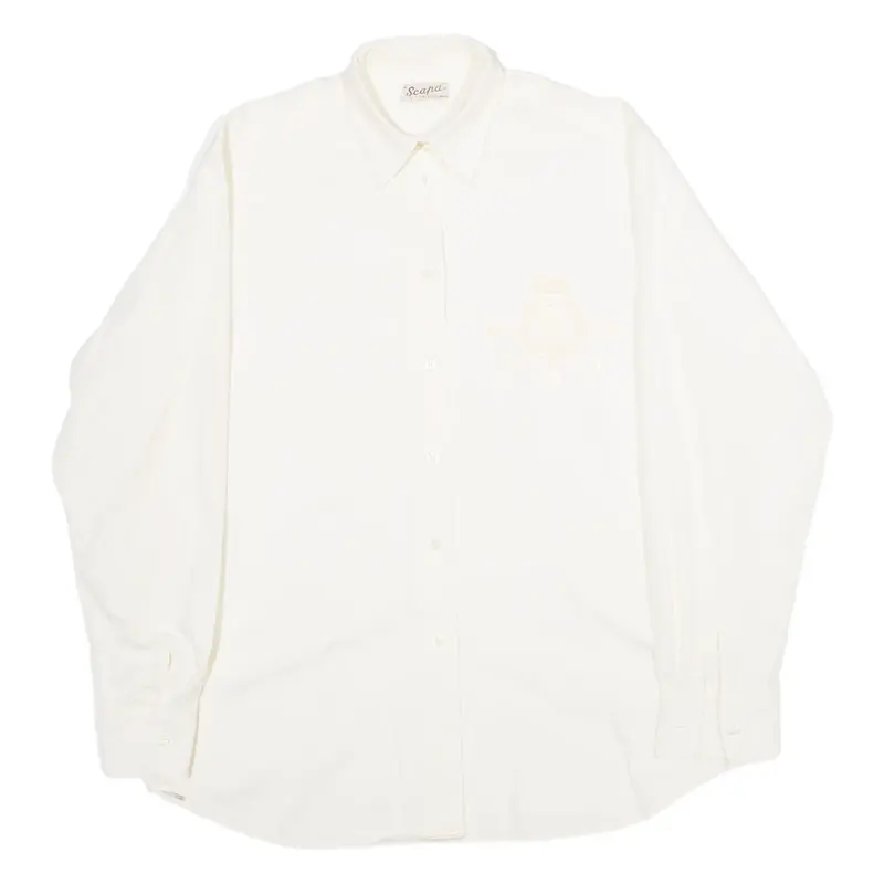 SCARA OF SCOTLAND Mens Plain Shirt Yellow Long Sleeve L