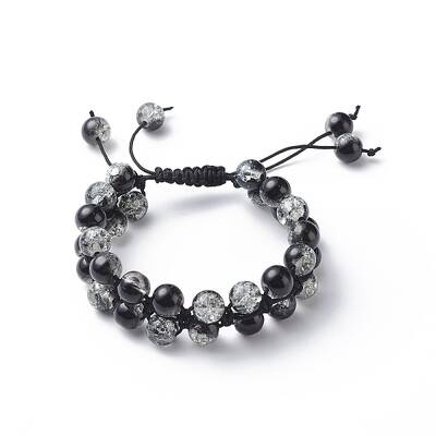 Bling Round Glass Braided Bead Bracelet
