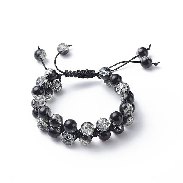 Bling Round Glass Braided Bead Bracelet