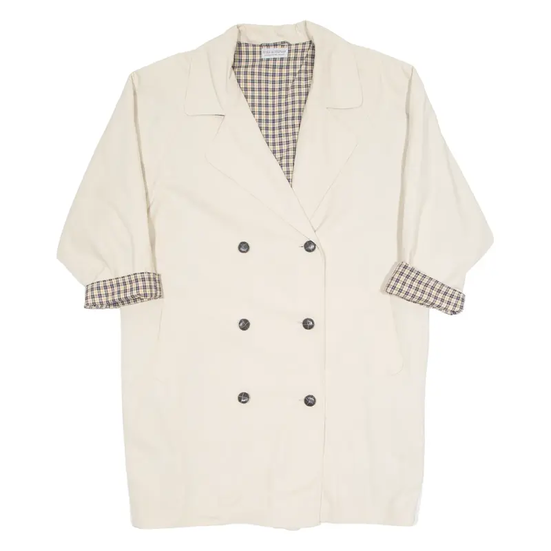 ECOLE DE COUTURE Womens Trench Coat Cream 90s M