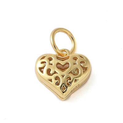 925 Sterling Silver 3D Hollow Flower Heart Charms