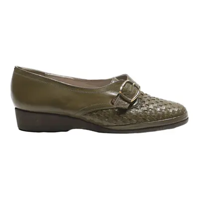 BALLY Monk Shoes Green Leather Womens UK 1.5