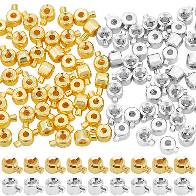 100Pcs 2 Colors Brass Crimp Beads