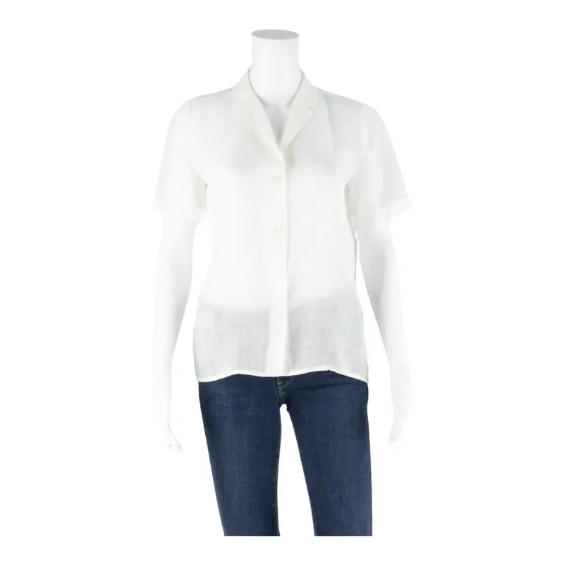 Womens Blouse White V-Neck M