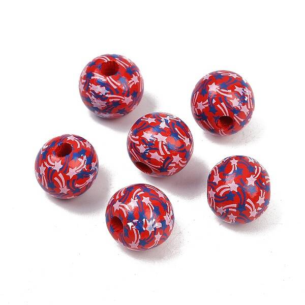 Independence Day Theme Wood European Beads