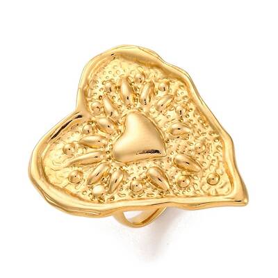 Ion Plating(IP) 304 Stainless Steel Heart Open Cuff Rings