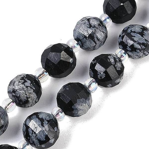 Natural Snowflake Obsidian Beads Strands