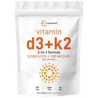 Micro Ingredients Vitamin D3 K2 5000IU, 300 Softgels | Infused with Sunflower Seed Oil, Vitamin K2 MK7 + Vitamin D Supplement...