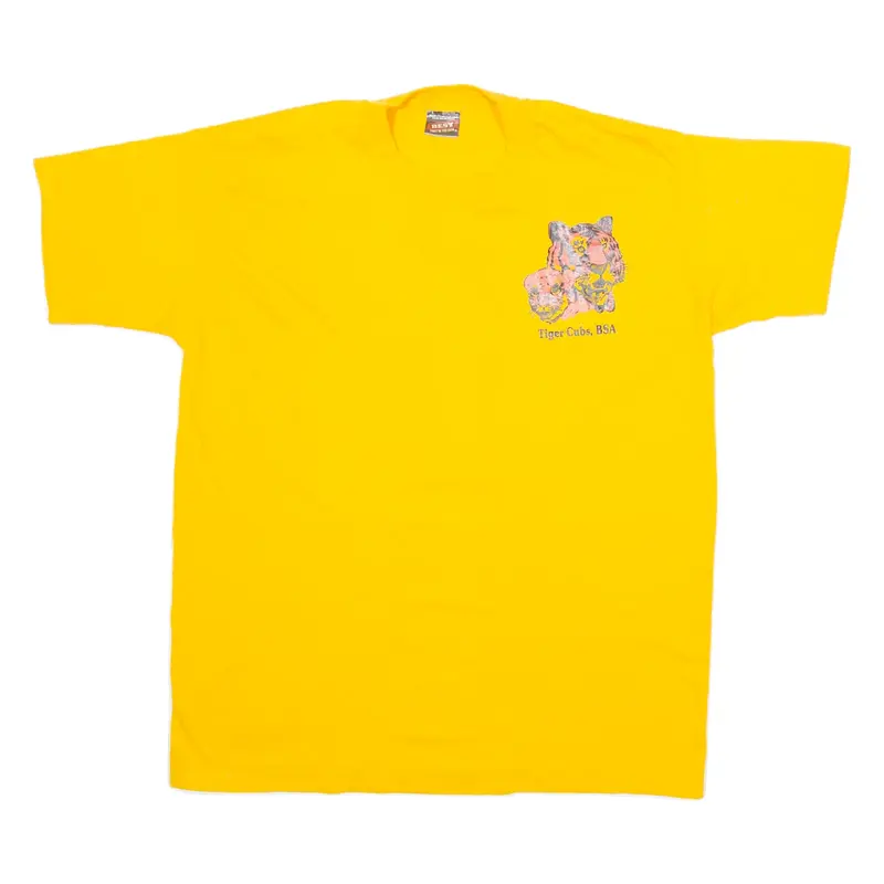 FRUIT OF THE LOOM Tiger Cubs BSA Mens T-Shirt Orange 90s L