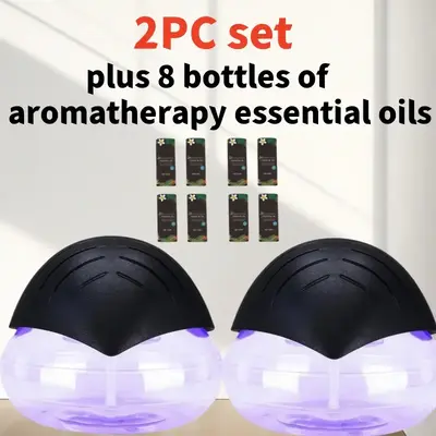 2-piece air purifier set, free 8 bottles of aromatherapy oil, essential oil aromatherapy diffuser with LED night light, home ...