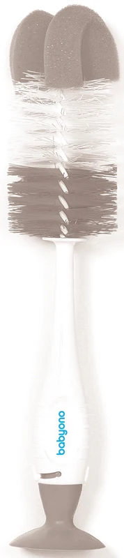 BabyOno Take Care Brush for Bottles and Teats 2 in 1 Cleaning Brush Grey 1pc