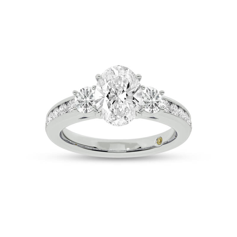 Aura  Channel Set Half Coverage Three Stone Oval Lab Grown Diamond Engagement Ring | White Gold 1 3/4 - 5 CT. TW.