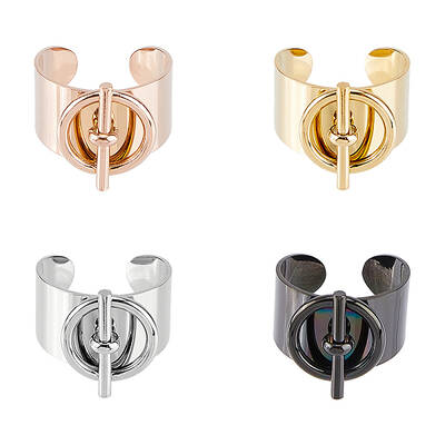 4Pcs 4 Colors Stainless Steel Toggle Clasps Shape Open Cuff Rings Set for Lover