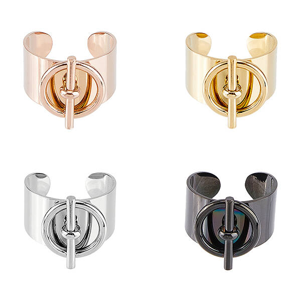 4Pcs 4 Colors Stainless Steel Toggle Clasps Shape Open Cuff Rings Set for Lover