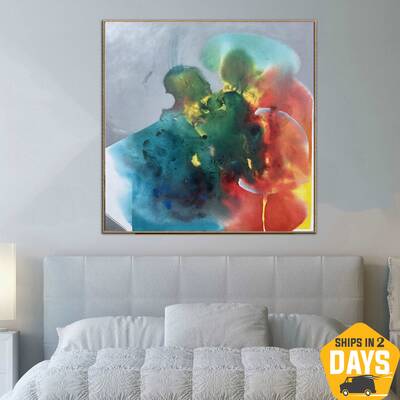 Large Abstract Colorful Paintings On Canvas Modern Creative Hand Painted Art Textured Painting Wall Decor | RED MOON 60"...