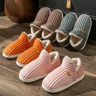 Fashionable plush slippers, men's and women's winter indoor fluffy warm plush home slippers, outdoor plush soft fur slippers ...