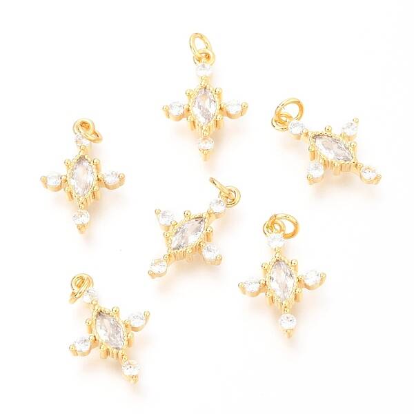 Brass Micro Pave Clear Cubic Zirconia Pendants