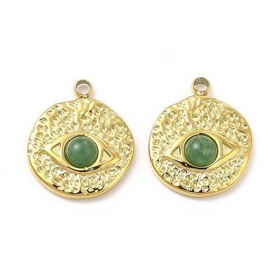 Natural African Jade Flat Round with Eye Charms
