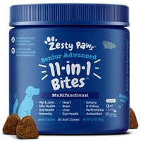 Zesty Paws Senior Advanced 11-in-1 Multifunctional Bites for Dogs, Immune Support Chewable Supplement for Senior Dogs, Soft C...