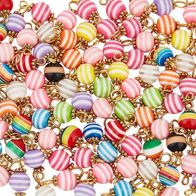 100Pcs Stripe Resin Connector Charms