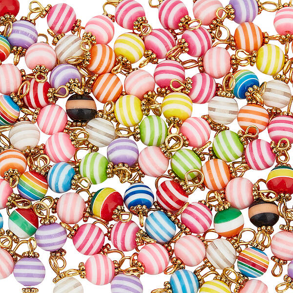 100Pcs Stripe Resin Connector Charms