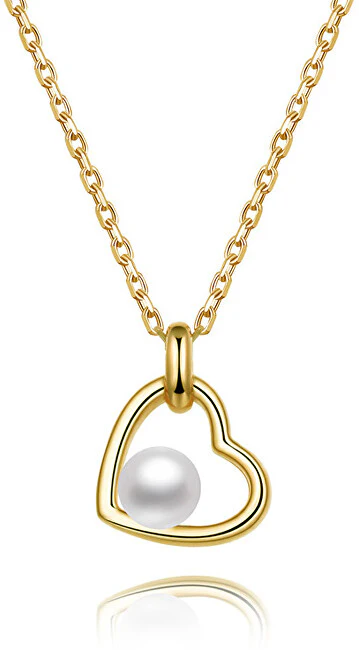 Beneto Collana In Argento Placcato Oro Con Perla Di Fiume Ags1230 / 47P-Gold