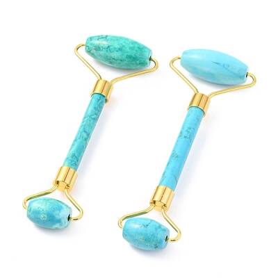 Natural Turquoise Brass Face Massager