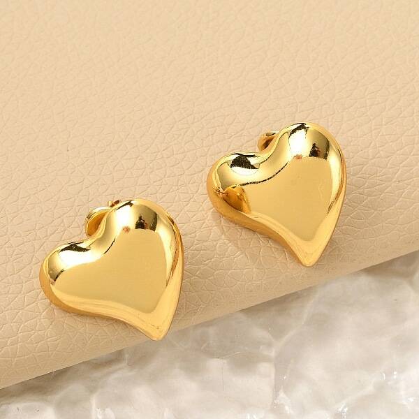 304 Stainless Steel Heart Stud Earrings