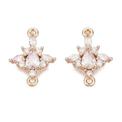 Brass Pave Clear Cubic Zirconia Connector Charms
