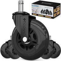 Office Chair Caster Wheels Set of 5 for Tile, Hardwood Floors and Carpets, Universal Fit for Most Chairs