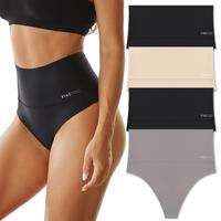 FINETOO Women High Waist Seamless Thongs Tummy Control Underwear Soft Stretchy Bikini Panties No show T-back S-3XL Comfy Wome...