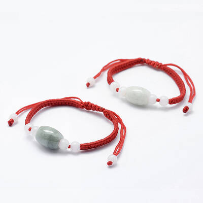 Natural Myanmar Jade/Burmese Jade Braided Bead Bracelets