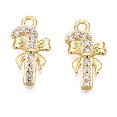 Christmas Theme Brass Micro Pave Clear Cubic Zirconia Charms