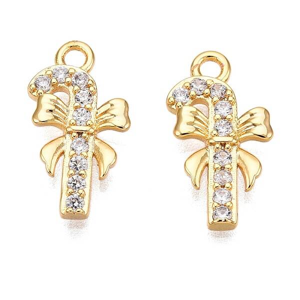 Christmas Theme Brass Micro Pave Clear Cubic Zirconia Charms