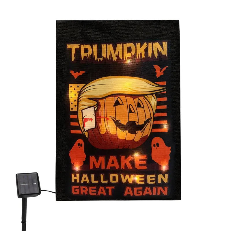 LED Lighted Halloween D.T Garden Flag 12x18 In, Double Sided Linen Decor Flag, 6×3 Ft Front Door Flag House Flag for Holiday...