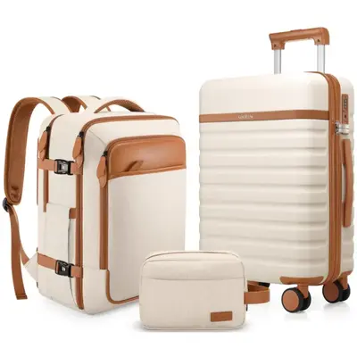 UKEIN Luggage Sets 3 Piece, Carry On Luggage 20 Inch With Spinner Wheels, PC Hardside School Luggage Set with TSA Lock, Durab...