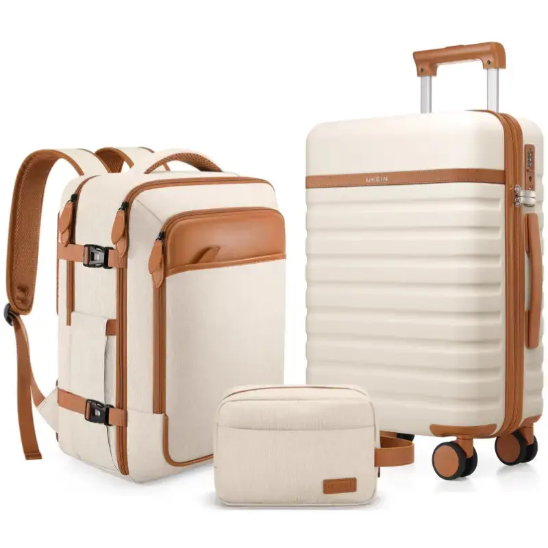 UKEIN Luggage Sets 3 Piece, Carry On Luggage 20 Inch With Spinner Wheels, PC Hardside School Luggage Set with TSA Lock, Durab...